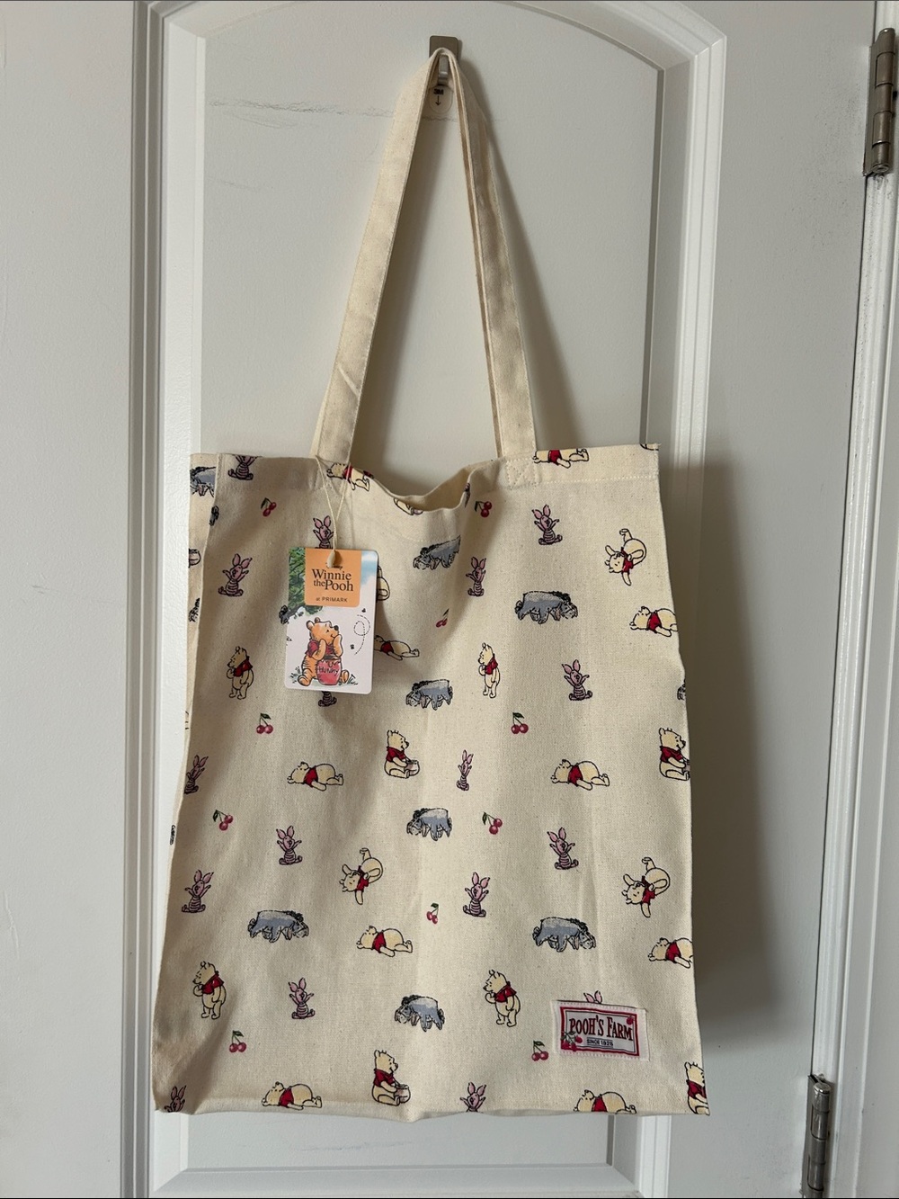 Primark Winnie the Pooh Canvas Tote - Cream with Red and Pink Accents